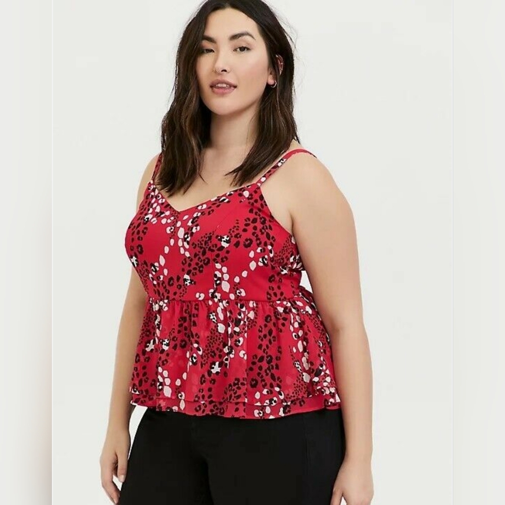 TORRID Pink Animal Print Peplum Tank